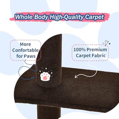 Max & Marlow Cat Tree Floor to Ceiling Cat Tower Height 95-108" Adjustable Kitten Tree Tall Climbing Tree with Carpet Scratching Post and Mat Cat Pole for Indoor Cats,Dark Brown - Image 3