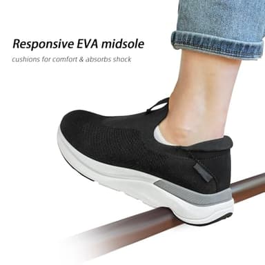 LBTPK Men's Slip On Walking Shoes Non Slip Running Shoes Breathable Tennis Workout Shoes Lightweight Gym Training Sneakers,Black 9 - Image 8