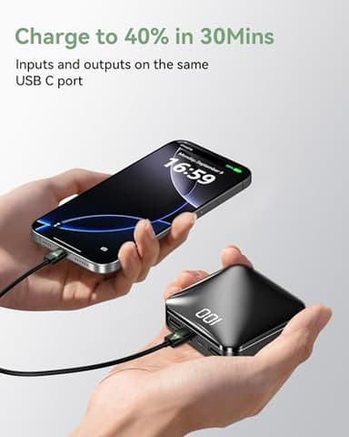 T-CORE Mini Portable Charger,Small 10000mAh Power Bank for Travel,USB c in/Out Fast Charging 3-in/Out Compact Battery Pack Compatible with ipone Samsung Galaxy and More - Image 4