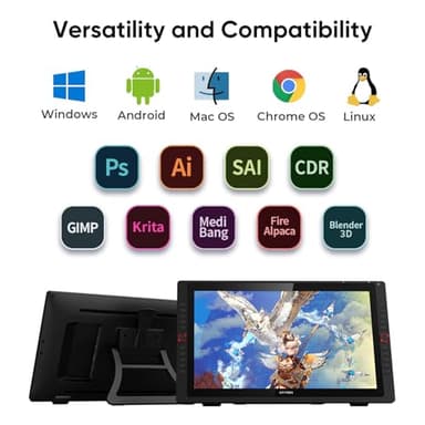Drawing Tablet with Screen XPPen Artist 22R pro Computer Graphics Tablet 120% sRGB with Battery-Free Stylus Full-Laminated Technology, 21.5 inch Pen Display with 20 Shortcut Keys & 2 Red Dial(Black) - Image 9