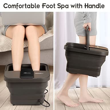 Beinilai Collapsible Foot Spa,Foot Bath with Heat and Massage and Bubble Jets,Foot Soak Tub with Six Non Motorized Rollers,Acupressure Massage Points,Red Light and Removable Pumice Stone - Image 6
