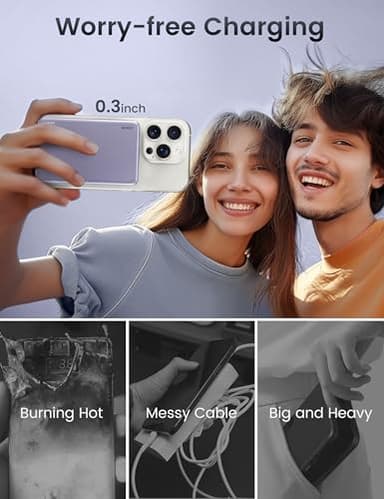 RORRY for Magsafe Portable Charger, [0.3" Ultra Slim] Magnetic Power Bank,[Alloy-Made] 5000mAh Wireless Portable Charger, USB C Battery Pack 18W Fast Charging for iPhone Samsung (Purple) - Image 5