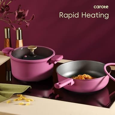 CAROTE Non Stick Pots and Pans Set, Cookware Sets Nonstick, Kitchen Cooking Set with Stay-Cool Handles,with Silicone Tools and Pot Protectors,17 Piece - Image 7