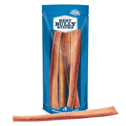 Best Bully Sticks Natural Jumbo Bully Sticks for Large Dogs - 12 Inch, 4 Count (Pack of 1) - 100% Free-Range Grass-Fed Beef, Single-Ingredient, Grain and Rawhide Free Long Lasting Dog Chews - Image 1
