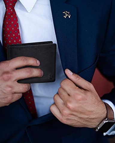 SERMAN BRANDS 2 ID Window Wallet for Men RFID Blocking Leather, Bifold Top Flip, Extra Capacity Travel Wallet (Charcoal Black Executive) - Image 2