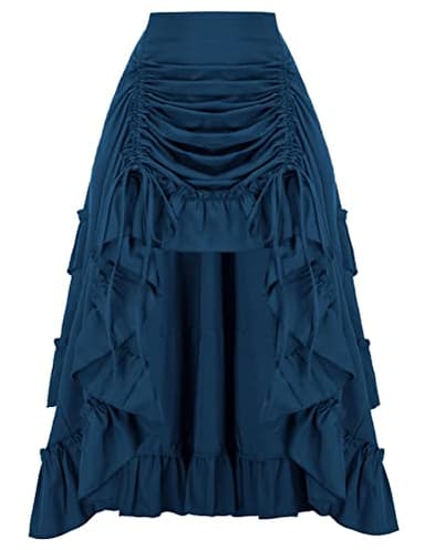 Scarlet Darkness Blue Skirt for Women High Waist Ruffle Skirt Renaissance Skirt Blue S - Image 1