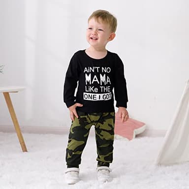 YALLET 18-24 Months Baby Boy Clothes Toddler Fall Winter Outfit Letter Print Long Sleeve Clothing 2PC Infant Hoodie Sweatshirts + Pants Set, Black - Image 3
