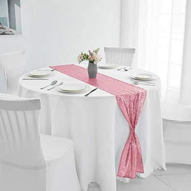 2 Packs 12 x 72 inches Light Pink Sequin Table Runner, Glitter Runner for Birthday Party Supplies Decorations Wedding Bachelorette Holiday Celebration Bridal Shower Baby Shower - Image 6