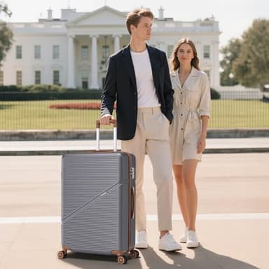 Cosbarn 5 Piece Luggage Sets with Spinner Wheels, Hardshell ABS Suitcase Set with Tsa Lock, Lightweight Hardside Waterproof Travel Suitcases for Men Women, Grey (20"/24"/28") - Image 2