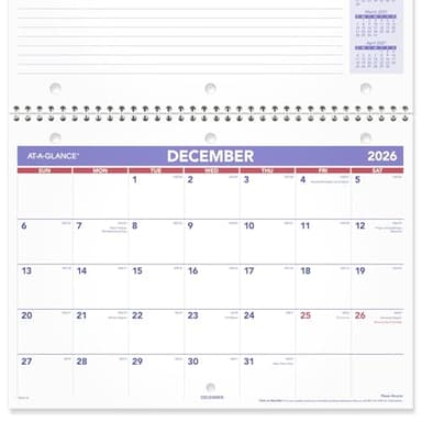 AT-A-GLANCE Wall Calendar 2025-2026 Academic, Monthly, 11" x 8", Small, Ruled Daily Blocks (SK1616) - Image 5