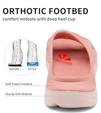 ARCHSUPPORT Unisex Adult Recovery Slides, Women and Men’s Plantar Fasciitis Thick Cushion Sandals with Arch Support, Orthotic Athletic Comfortable Slippers for Indoor Outdoor pink - Image 3