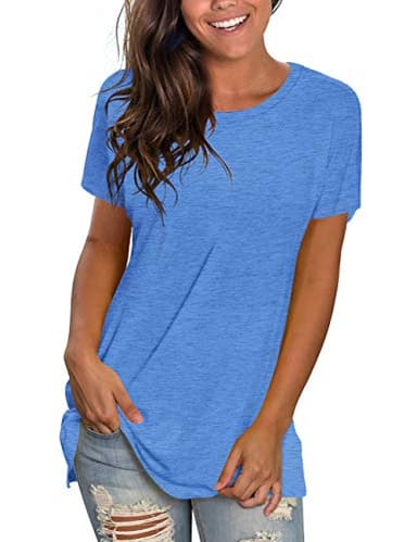 Saloogoe Womens Summer Tops 2025 Basic T Shirts Short Sleeve Loose Fit Tshirts Tees Cruise Outfits Crewneck L - Image 1