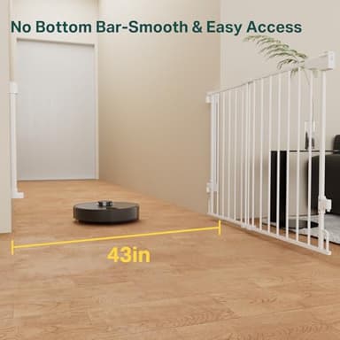 Cumbor 29.2–43" Baby Gate for Stairs, Wall-Mounted (Drill Required), Expandable No Bottom Bar Dog Gate, Auto Close Extra Wide Walk Thru, Pet & Toddler Proof Gate, Top & Bottom of Stairways (White) - Image 3