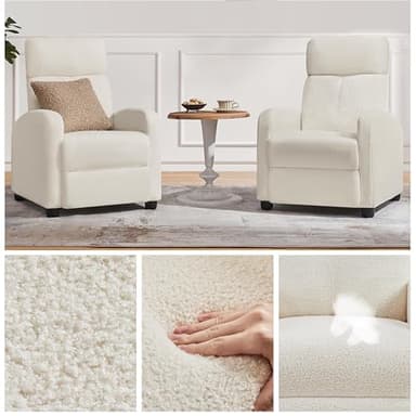 Topeakmart Fabric Recliner Chair Adjustable Modern Single Sofa Chair with Pocket Spring Living Room Bedroom Home Theater Ivory - Image 7