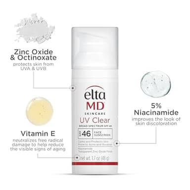 EltaMD UV Clear Face Sunscreen SPF 46, Oil Free for Face with Zinc Oxide, Dermatologist Recommended Sunscreen Lotion, For Acne-Prone Sensitive Skin, 1.7 oz Pump - Image 7