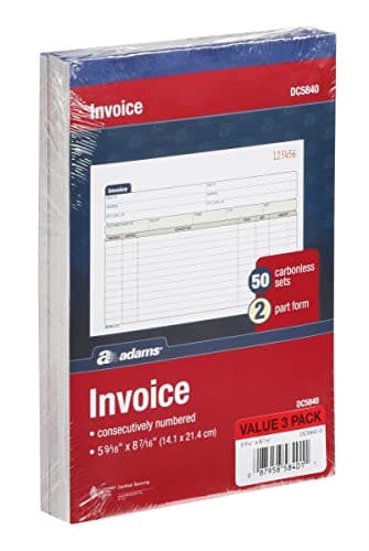 Adams Invoice Book 3 Pack, 2 Part Carbonless Invoices, Horizontal Sales Slip, 5-9/16 x 8-7/16 Inches, 50 Sets per Book (DC5840-3) - Image 6