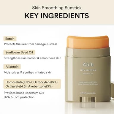 Abib Airy Sunstick Protection Bar Broad Spectrum SPF50+ 0.81 oz / 23 g (Semi- matte) | Korean Suncreen Stick Suncare Sunblock, No Whitecast, Protector Solar Barra, Water resistant - Image 3