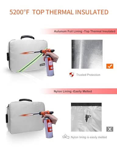 Noiposi Document Organizer with Lock,16.1"x11.4"x4.3" Waterproof and Fireproof Document Box,Portable Home Travel Safe Storage Box for Important Documents,File and Birth Certificate,Silver - Image 4