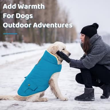 Queenmore Dog Winter Coat Warm Puffer Jacket Waterproof Plush Lining Thermal Cold Weather Vest for Small Medium Large Dogs, Windproof Easy On Pet Jacket Blue S - Image 6