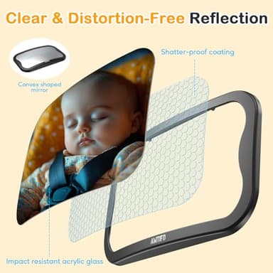 AMTIFO Shatterproof Baby Car Mirror - 360° Adjustable Rearview Mirror for Rear-Facing Car Seats, Clear Wide-Angle View, Easy Tool-Free Installation,Child Safety & Peace of Mind - Image 9