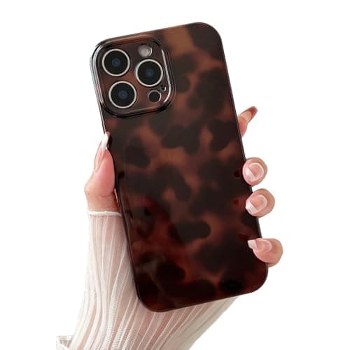 Huahuacase Compatible with for iPhone 15 Pro Case, Tortoise Shell Chic Amber Brown Print Leopard, Classic Soft TPU Protective Shockproof Case for iPhone 15 Pro 6.1 ''Color2