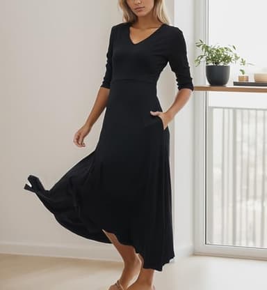 LUXVEER Maxi Dress for Women Casual Loose Beach Dresses with Pockets for 2024 Black - Image 5