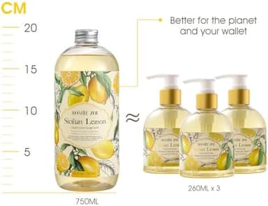 ROMIIE ZOI Lemon Scent Liquid Hand Soap Refills - Natural, Gentle & Moisturizing Formula - Family Size 3 Pack, Ideal for Liquid Soap Dispensers in Kitchen & Bathroom - Image 4