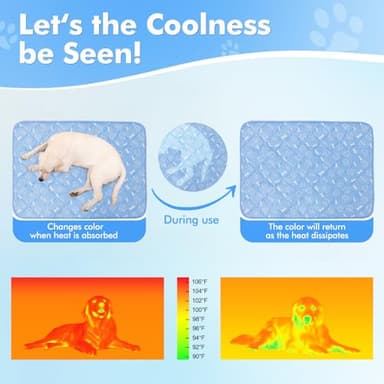 Rywell Dog Cooling Mat 2.0,44 * 32 Thicken Cooling Mat for Extra Large Dog, Internal Waterproof& Endothermic Color Changing Arc-Chill Cool Fiber(QMAX>0.5) for Pet in Summer, Washable, Non-Toxic - Image 3