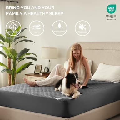 BEDLORE Waterproof Mattress Protector, Noiseless Queen Size Mattress Pad with Deep Pocket Fitted Up to 6"-18", Soft Breathable Dirt-Proof Bed Mattress Cover Washable Bedroom, Hotel (Gray - Image 5