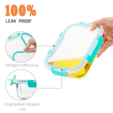 Cuiselect 10 Pack 22 Oz Glass Meal Prep Containers with Lids, Reusable Glass Food Storage Containers with Lids, Leak Proof, Microwave, Oven, Freezer and Dishwasher Safe (Green) - Image 5