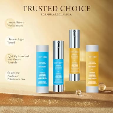 Retinol Under Eye Cream - Anti Aging Eye Cream for Dark Circles and Puffiness, Eye Bags, Wrinkles Fine Lines Skin Care Treatment Firming & Lifts for Man and Women - Gold 20ml - Image 3