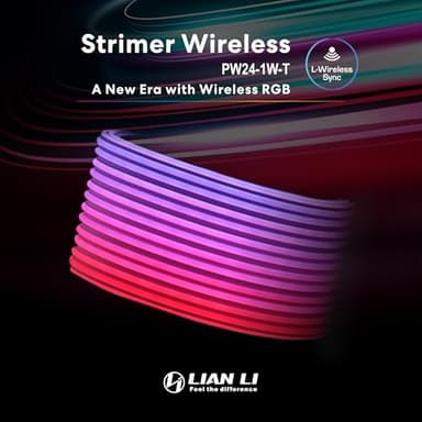 Lian Li Strimer Wireless 24 Pin with Controller (PW24-1W-T) - Addressable RGB Power Extension Cable - 2.4 GHz Wireless Control with 315mm; 12.4 Inch Length - Wireless Controller Included & Required - Image 2