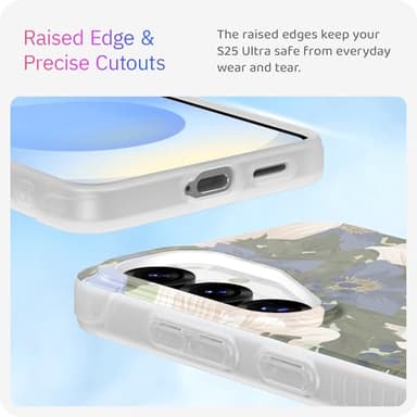 LONLI Hue - for Samsung Galaxy S25 Phone Case - [360° Shock-Absorbent Bumper | Cute, Unique and Aesthetic Phone Cover for Girls and Women] - Blue Flower - Image 4