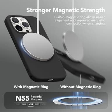 GONEZ Magnetic for iPhone 15 Pro Case, Compatible with MagSafe, [Screen Protector + Camera Lens Protector], Silicone Shockproof Anti-Scratch Protective Phone Case 6.1 inch, Black - Image 3
