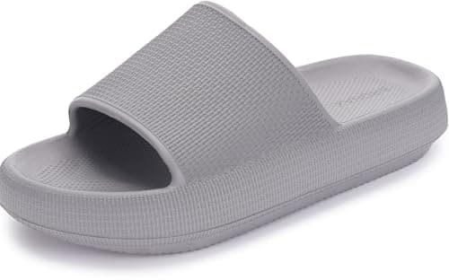 BRONAX Pillow Slippers for Women and Men | House Slides Shower Sandals | Cushioned Thick Sole 42-43 Grey - Image 1