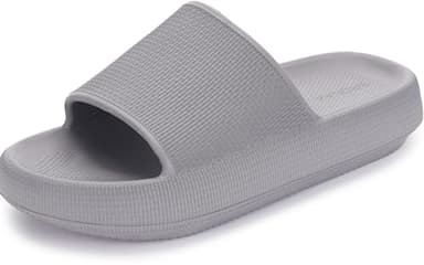 BRONAX Pillow Slippers for Women and Men | House Slides Shower Sandals | Cushioned Thick Sole 42-43 Grey - Image 1