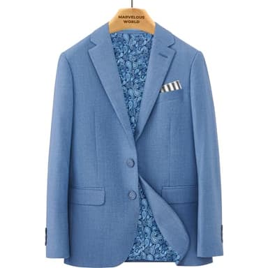 Marvelous World Boys Suits Blue Gray Slim Fit Size 8 Formal Suits for Kids Toddler Tuxedos Dresswear Ring Bearer Outfit Boys' Wedding Suits Set Dress Clothes Teen Youth 5-Piece Adjustable Waist - Image 6