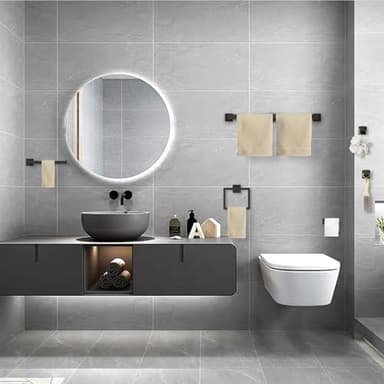 20-Pieces Matte Black Bathroom Accessories Set, 23.6 Inch Bath Towel Bar Set, SUS 304 Stainless Steel Bathroom Hardware Set, Towel Racks for Bathroom Wall Mounted. - Image 7