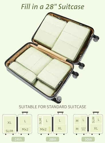 Bagail Ultralight Packing Cubes 7 Set, 3 Compression Packing Cubes 3 Packing Organizers With 1 Shoe Bag-Matcha Mesh - Image 6