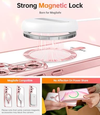 Meifigno Designed for Samsung Galaxy S25 Plus Case, [Compatible with MagSafe] [2X HD Screen Protectors] [Glitter Card & Wrist Strap] Surround Raised Lens Protection Case for S25 Plus 6.7", Rose Gold - Image 5
