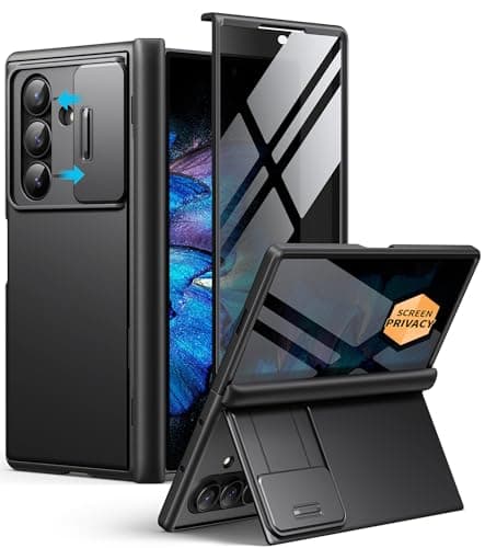 BERFY for Z Fold 7 Case with Privacy Screen Protector, [Anti Spy] Hidden Kickstand & Slide Camera Cover & Hinge Protective, Full Body Shockproof Slim Hard Phone Case for Samsung Galaxy Z Fold 7, Black - Image 1