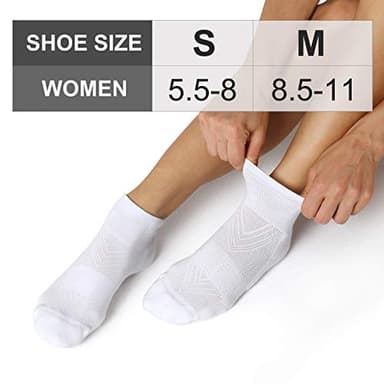 CelerSport 6 Pack Women's Ankle Socks with Cushion, Sport Athletic Running Socks, 6 Pair White, Small - Image 2