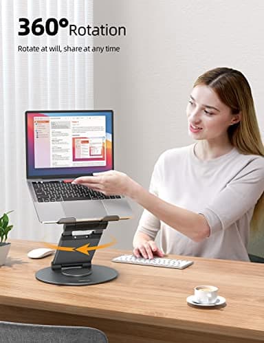 Nulaxy Telescopic 360 Rotating Laptop Stand for Desk Adjustable Height Swivel Pull Out Design Ergonomic Laptop Riser Standing Desk Converter Fits All 10-17" Laptops Computer MacBook, Gray - Image 2