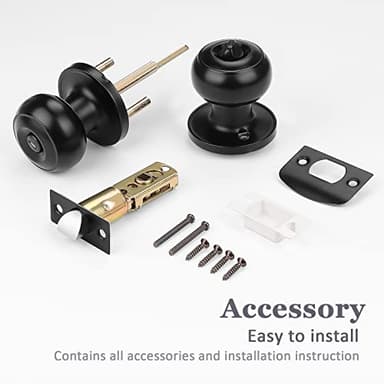 Probrico 10 Pack Round Privacy Door Knob(Thumb Turn Lock on The Inside), Keyless Doorknobs Interior/Exterior Lockset,Privacy Knobs for Bedroom/Bathroom,Black Modern Design Door Hardware - Image 6