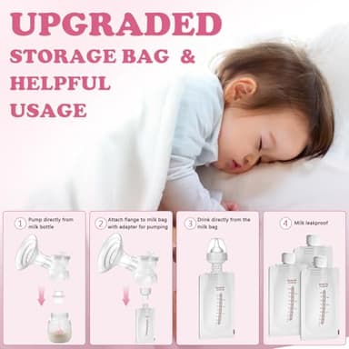 Lulia Double Electric Breast Pump, Breastfeeding Pump 4 Modes & 9 Levels, Low Noise, Anti-Backflow & LED Display, BPA Free, Portable Breast Pumps with 10 Breastmilk Storage Bags and 24mm Flange - Image 5