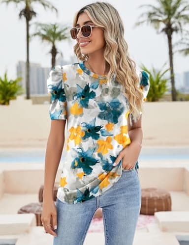 Womens Work Tops 2025 Fashion Trends Women Cute Tops Work Shirts Tops Spring Tops for Women 2025 Business Casual Tops Multi Teal M - Image 3