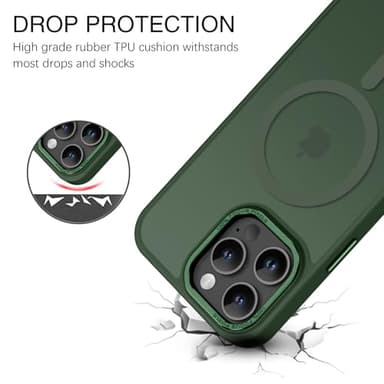 BENTOBEN Magnetic for iPhone 16 Pro Max Case,(Compatible with MagSafe) (Military Grade Drop Protection) Slim Translucent Matte Shockproof with Anti-Fingerprint Phone Case 6.9",Green - Image 6