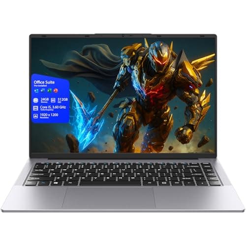 AE86 i5 Laptop PC丨24GB RAM 512GB SSD丨1920x1200 100% sRGB Display丨HDMI丨USB A x 3丨Dual Band WiFi BT5.0丨Long Lasting Battery丨Office 2024丨Win 11 Pro Notebook Computer for Business Student, Silver - Image 1