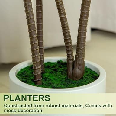 VIVATREES 5FT Tall Faux Dracaena Tree with White Tall Planter, Artificial Plants with Natural Wood Trunk and Lifelike Leaves for Home Office Decor, Green - Image 3
