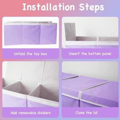 Boxgambol Extra Large Toy Box, Toy Storage Organizer with Lid, Oxford Fabric Collapsible Sturdy Toy Chest Bins Baskets for Livingroom,Playroom, Nursery, Bedroom, Closet (Purple) - Image 8